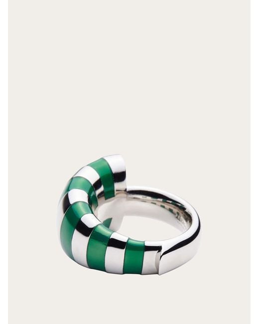 Ferragamo Green Damen Zweifarbiger-Ring – Größe 52