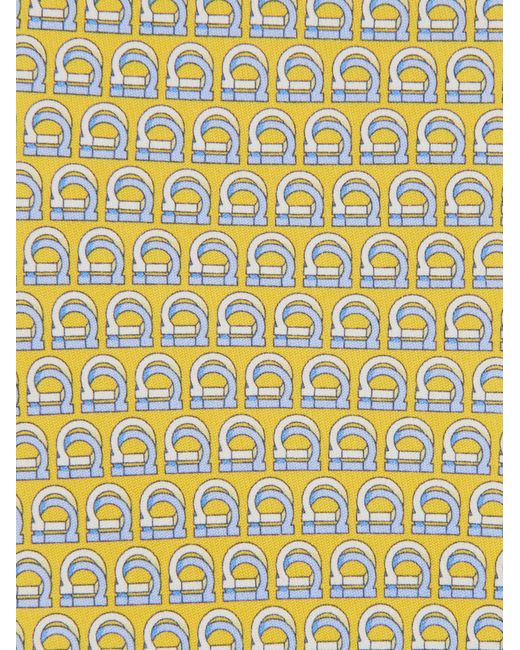 Ferragamo Yellow Interwoven Gancini Print Silk Tie for men