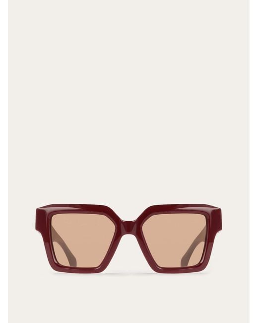 Ferragamo Pink Rectangular Frame Sunglasses