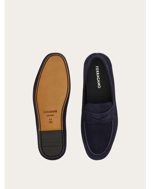 Ferragamo Blue Suede Loafer for men