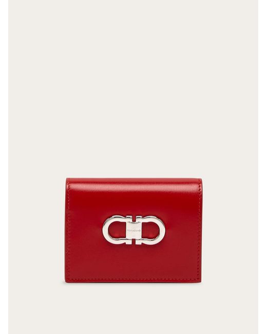 Ferragamo Red Gancini Compact Wallet