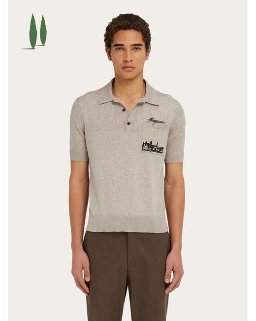 Uomo Polo Stampa Tuscany di Ferragamo in Natural da Uomo