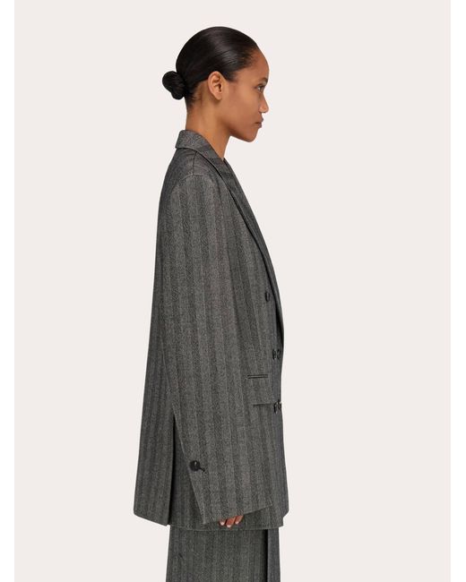 Donna Blazer Doppiopetto Oversize di Ferragamo in Gray