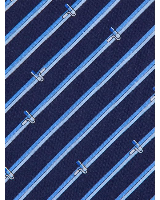 Ferragamo Blue Tonal Print Silk Tie for men
