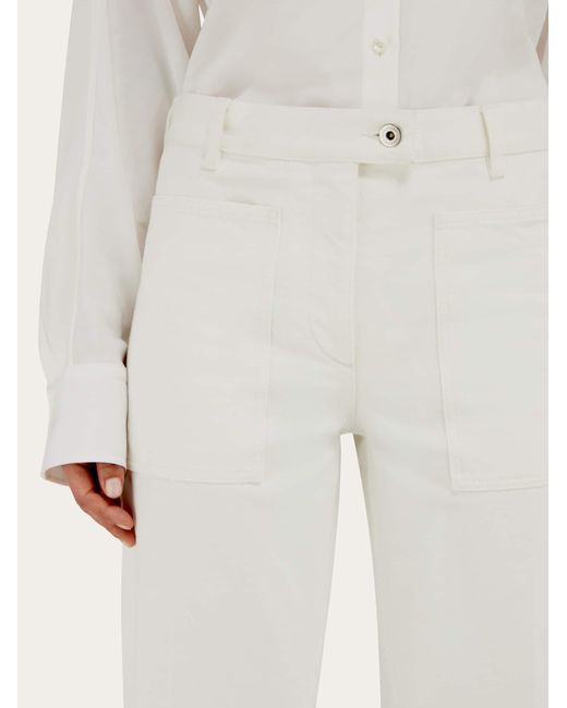 Ferragamo White Five Pocket Trouser