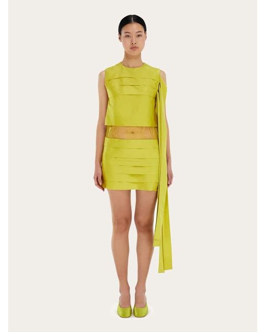 Ferragamo Yellow Mini Dress With Lace Detail