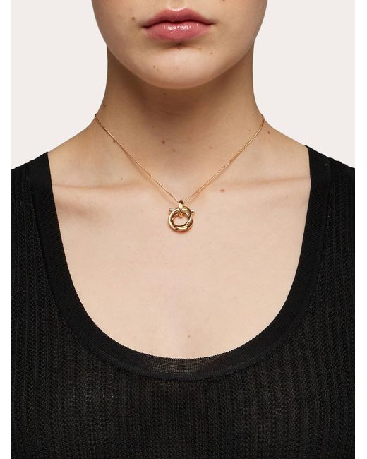 Ferragamo White Gancini Pendant Necklace