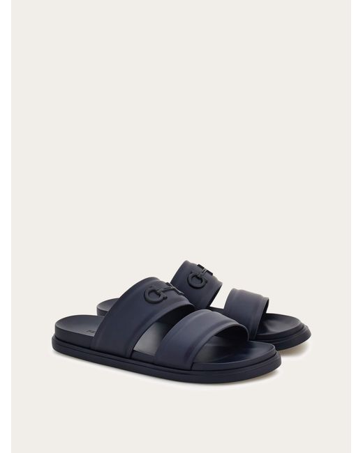 Ferragamo Blue Gancini Ornament Slide for men