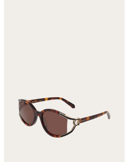 Ferragamo Natural Oval Frame Sunglasses