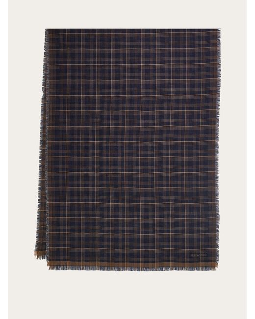 Ferragamo Blue Cashmere And Silk Scarf for men