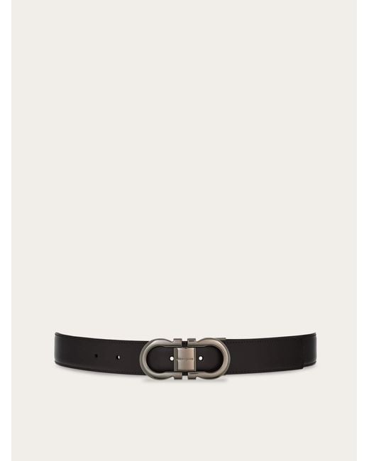 Ferragamo White Reversible And Adjustable Gancini Belt for men