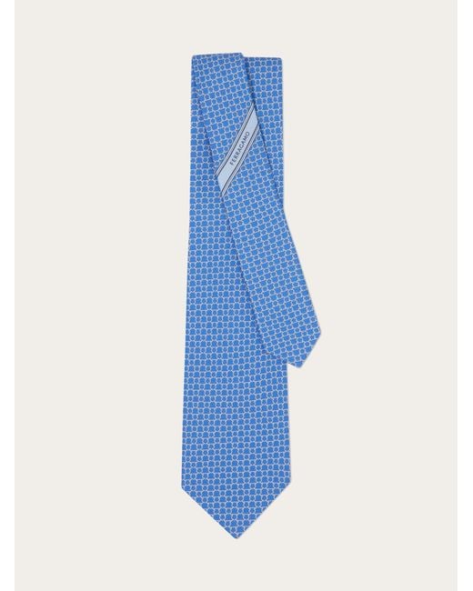 Ferragamo Blue Link Print Silk Tie for men