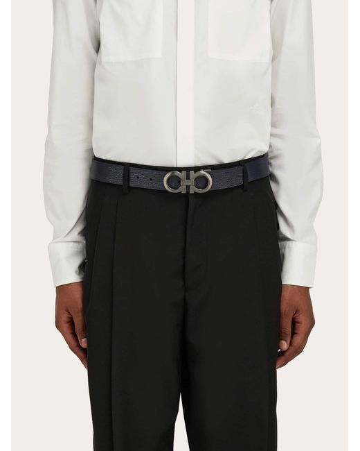 Ferragamo White Reversible And Adjustable Gancini Belt for men