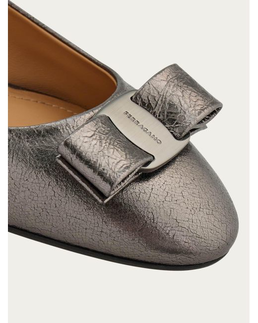 Ferragamo Gray Vara Bow Ballet Flat