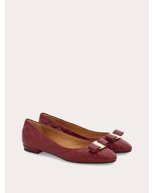 Ferragamo Red Quilted Varina Ballet Flat .5