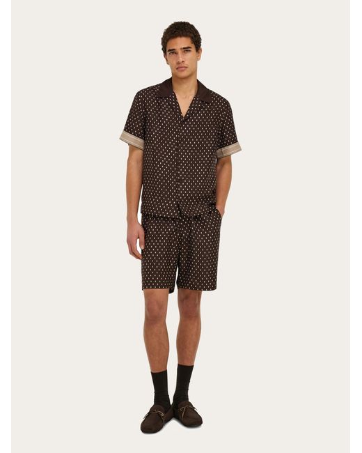 Ferragamo Brown Silk Bermuda Shorts for men