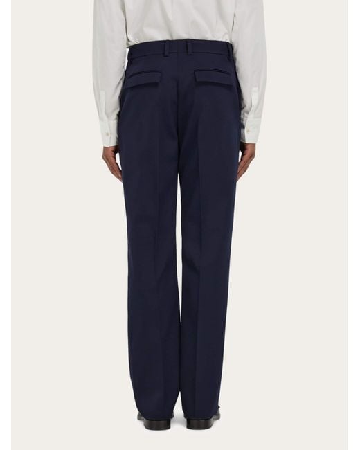 Ferragamo Blue Wide Leg Chevron Trouser for men
