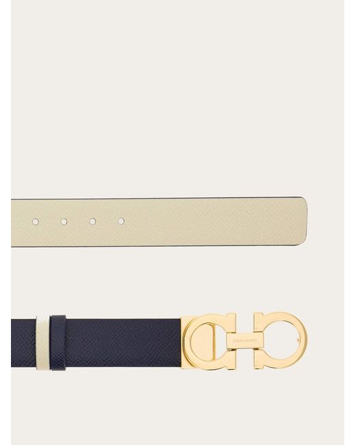 Ferragamo White Reversible And Adjustable Gancini Belt