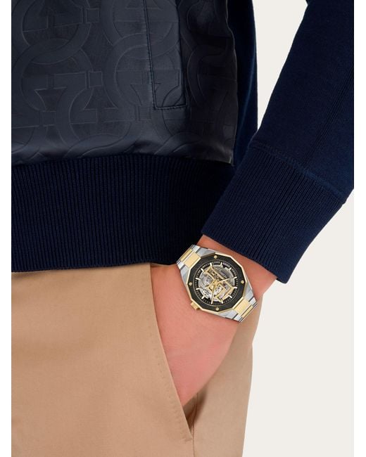 Ferragamo Metallic Edge Skeleton Watch for men