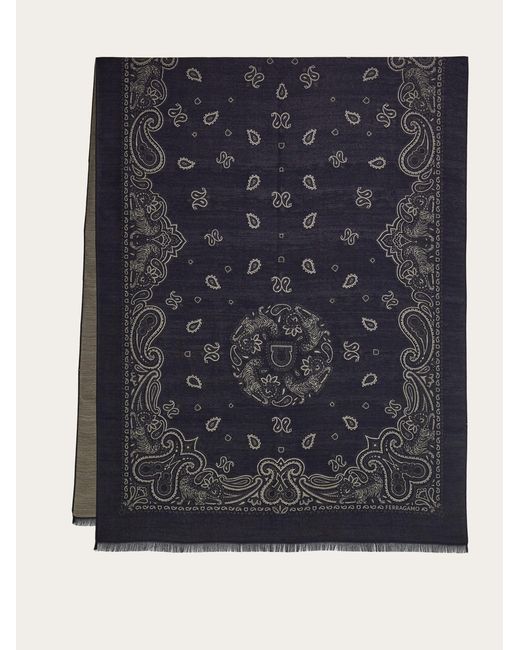Ferragamo Blue Arabesque Print Stole for men