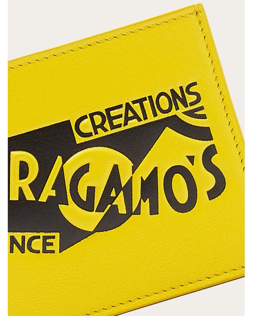 Ferragamo Yellow Credit Card Holder With Logo for men