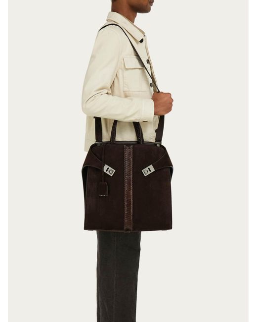 Ferragamo Brown Hug Tote Bag for men