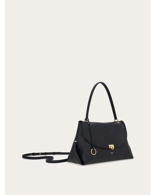 Ferragamo Black Gancini Handbag (L)