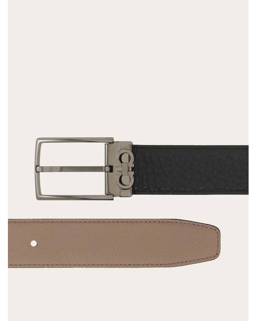 Ferragamo Natural Reversible And Adjustable Belt With Rectangular Buckle for men