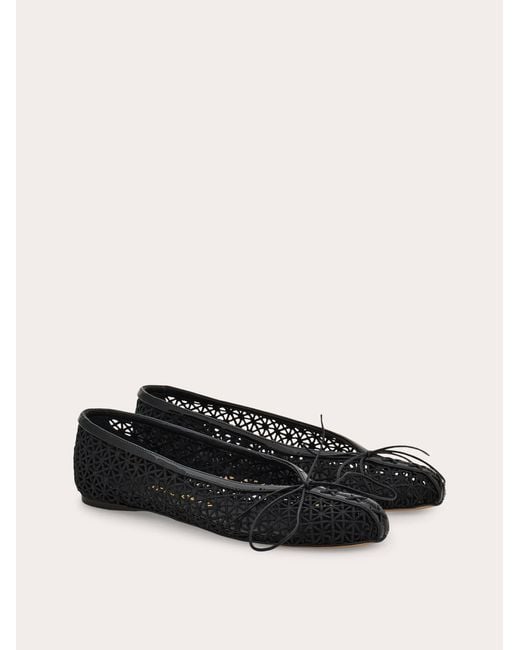 Ferragamo White Macramé Lace Ballet Flat .5