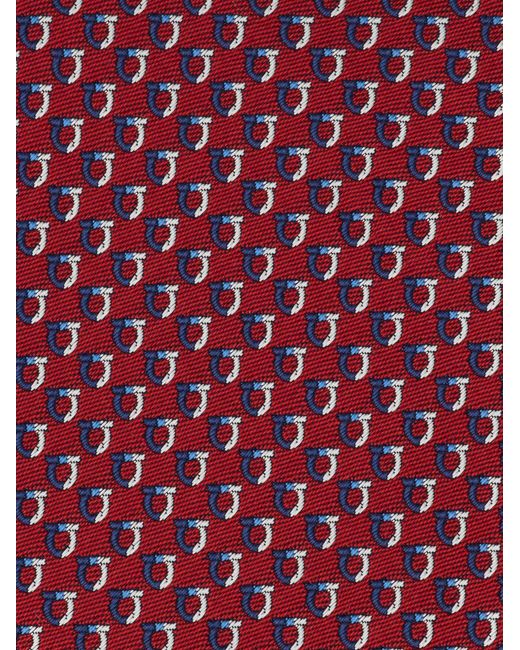 Ferragamo Red Bicolor Gancini Jacquard Tie for men