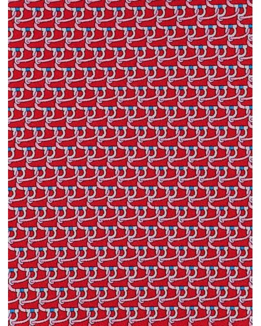 Ferragamo Pink Gancini Tricot Print Silk Tie for men
