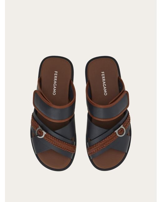 Ferragamo White Gancini Ornament Sandal for men