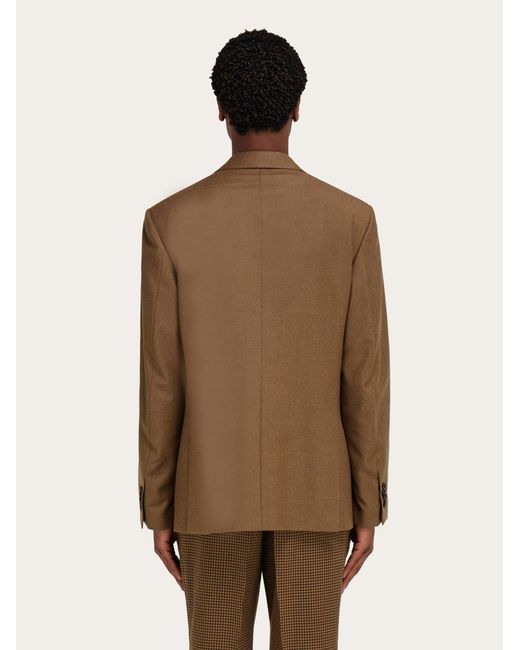 Ferragamo Brown Single Breasted Flannel Blazer for men
