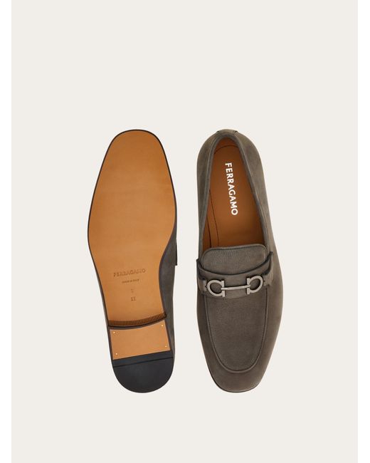 Ferragamo Gray Moccasin With Gancini Ornament .5 for men