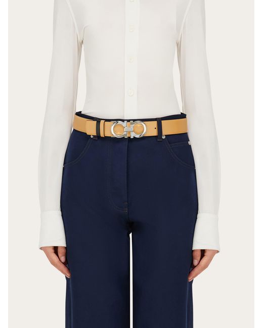 Ferragamo Natural Reversible And Adjustable Gancini Belt