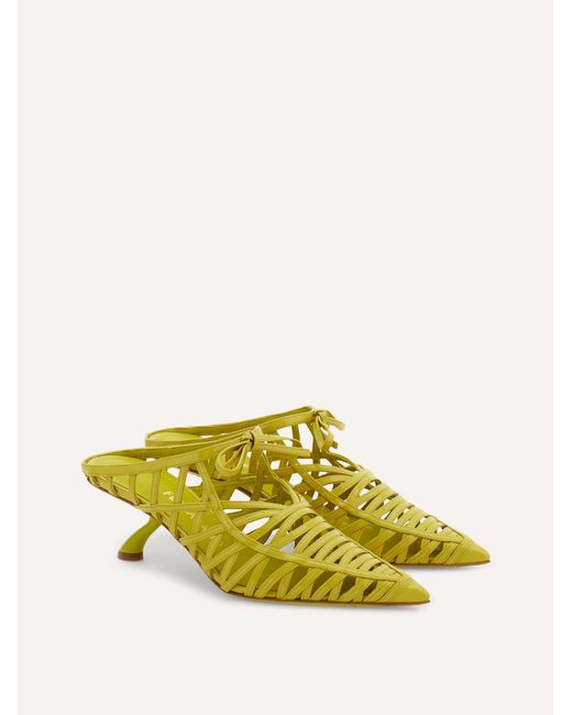 Ferragamo Yellow S-Shaped Heel Mule
