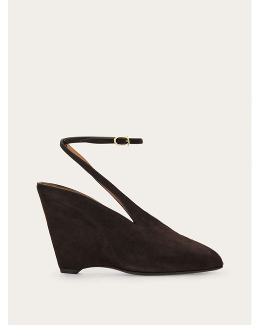 Ferragamo Natural Peep Toe Wedge Sandal
