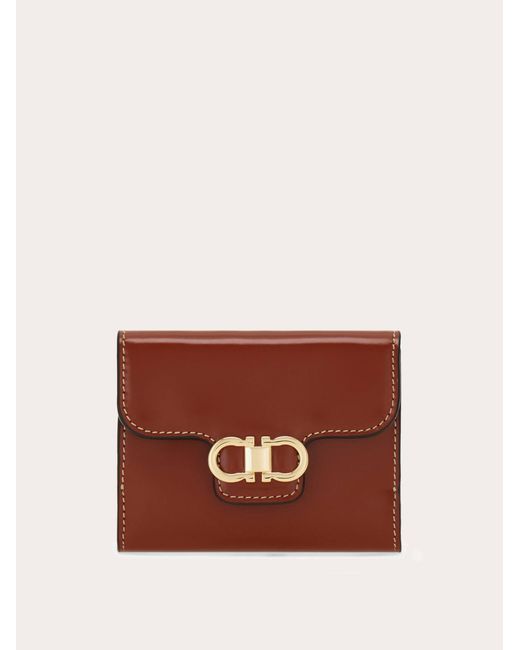 Ferragamo Brown Gancini Compact Wallet