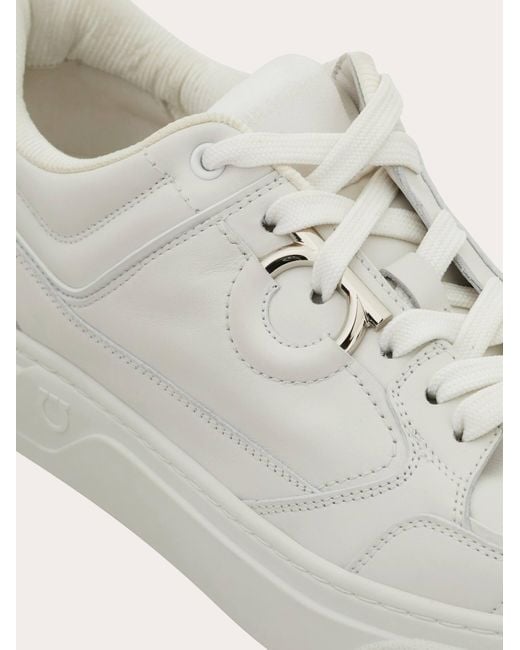 Ferragamo White Gancini Sneaker for men