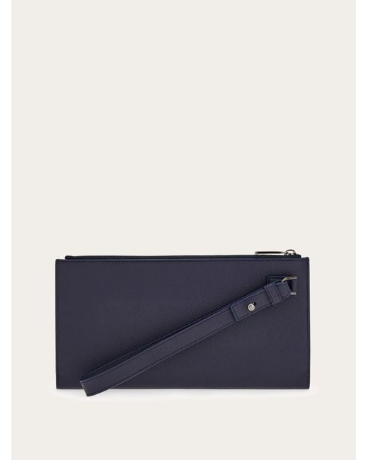Ferragamo Blue Gancini Document Holder for men