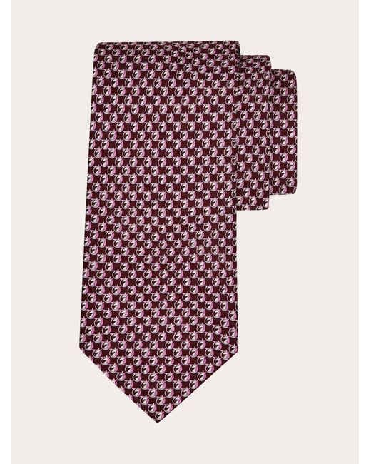 Ferragamo Pink Pegasus Print Silk Tie for men