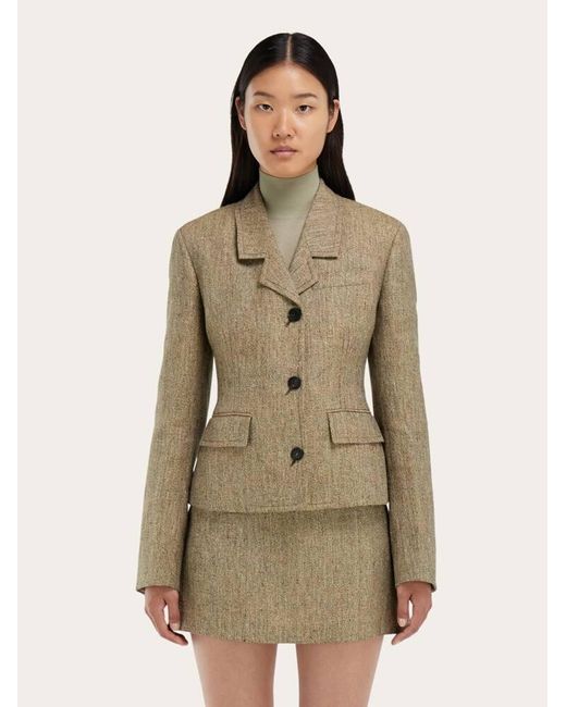 Ferragamo Natural Single Breasted Blazer