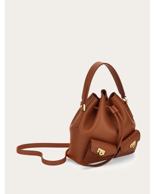 Ferragamo Brown Multipocket Bucket Bag