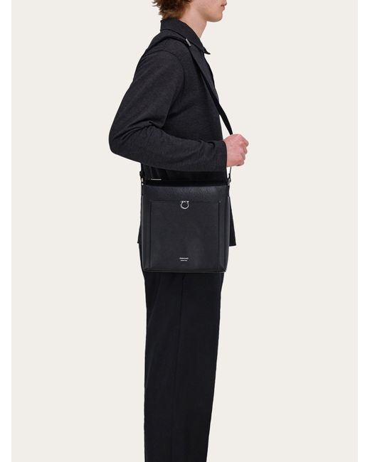 Ferragamo Black Gancini Crossbody for men