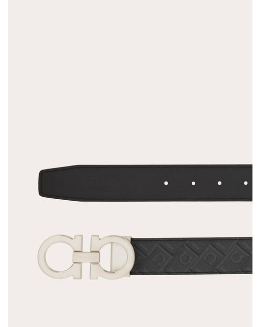 Ferragamo White Reversible And Adjustable Gancini Belt for men