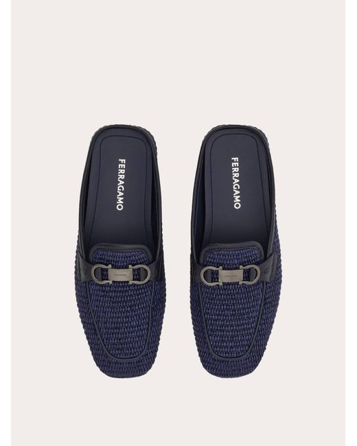 Ferragamo Blue Gancini Ornament Mule .5 for men