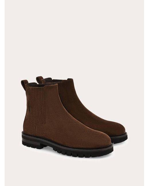 Uomo Stivaletto Chelsea Taglia di Ferragamo in Brown da Uomo