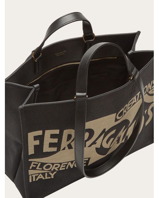 Ferragamo Black Tote Bag With Logo (M)