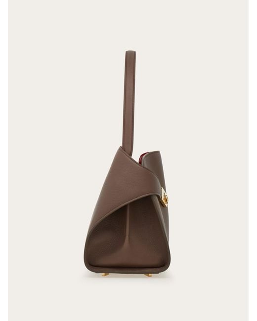 Ferragamo Brown Hug Soft Bicolor Shoulder Bag (M)