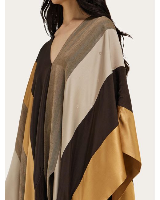 Ferragamo Brown Patchwork Poncho